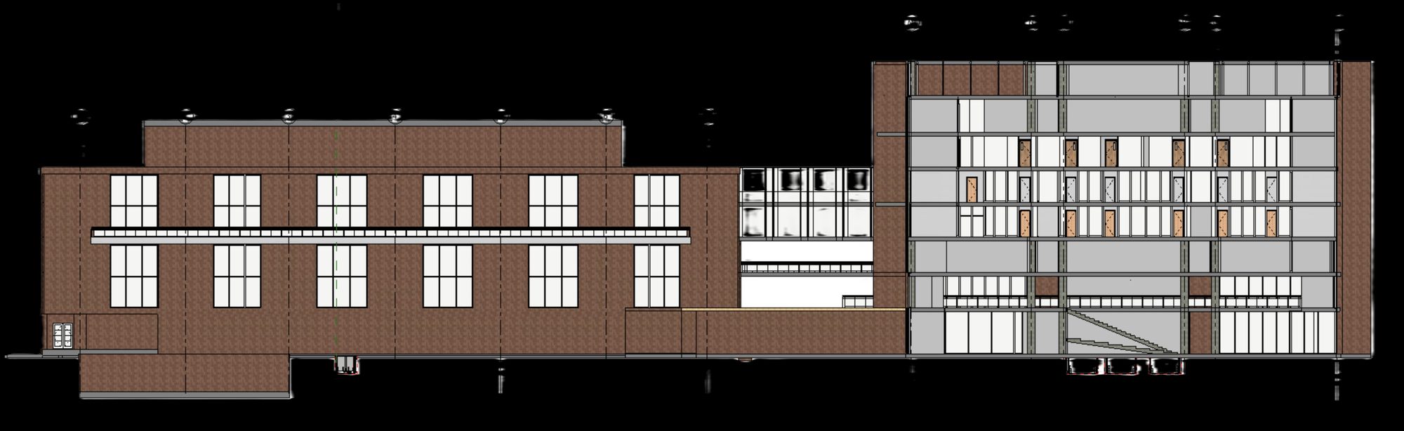 Model section, whole building